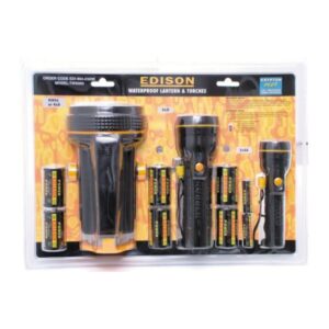 3 Piece Waterproof Lantern and Torch Set with Batteries